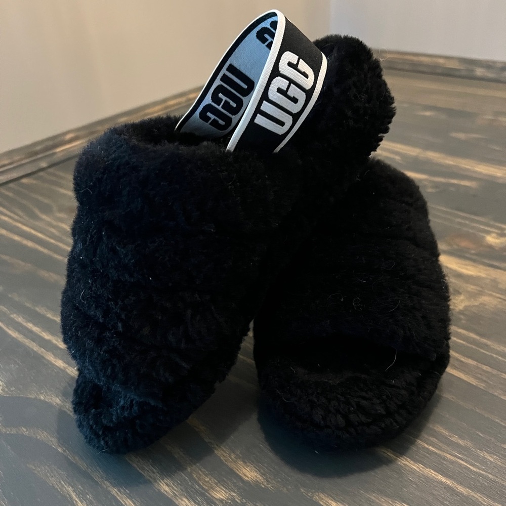 UGG Fur Fluff Yeah sheepskin slingback- black